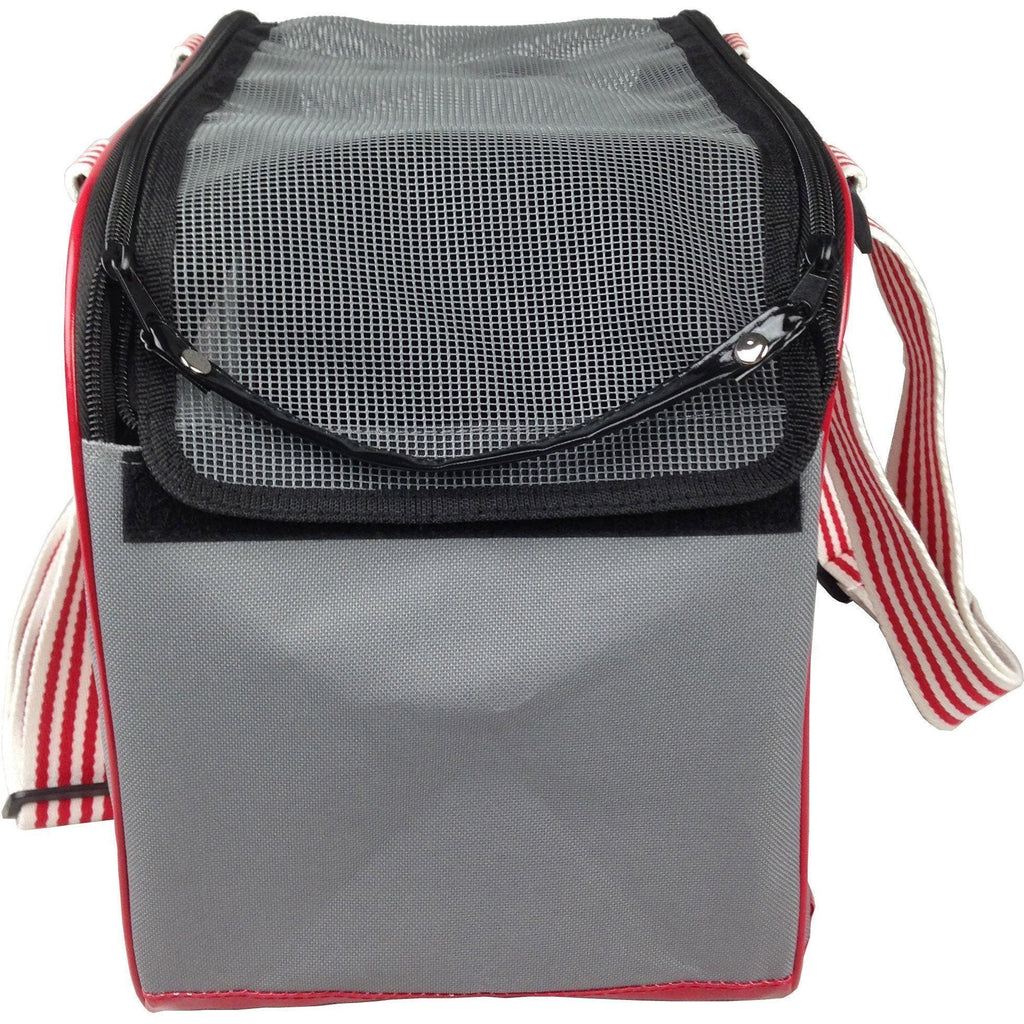 Pet Carrier with Candy-Cane Straps and Mesh Front, 15" x 8" x 11"