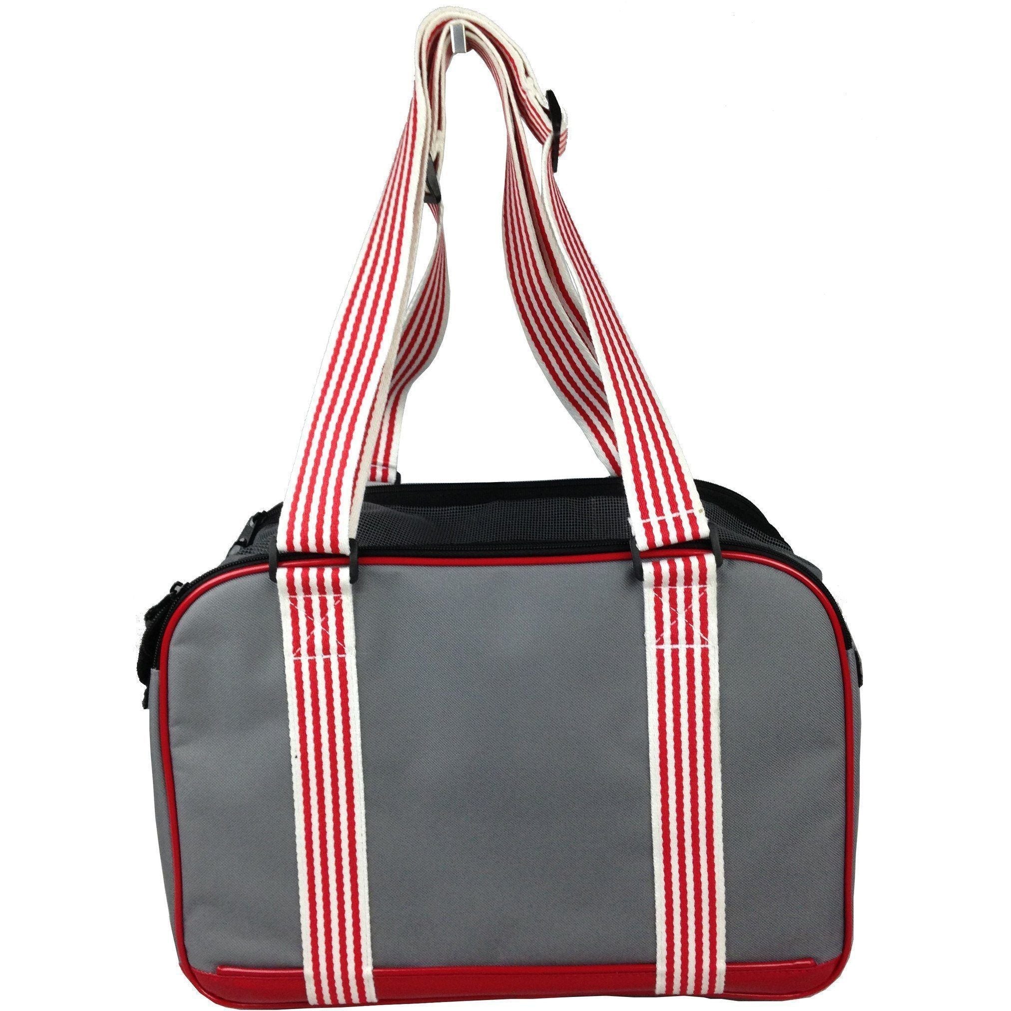 Pet Carrier with Candy-Cane Straps and Mesh Front, 15" x 8" x 11"