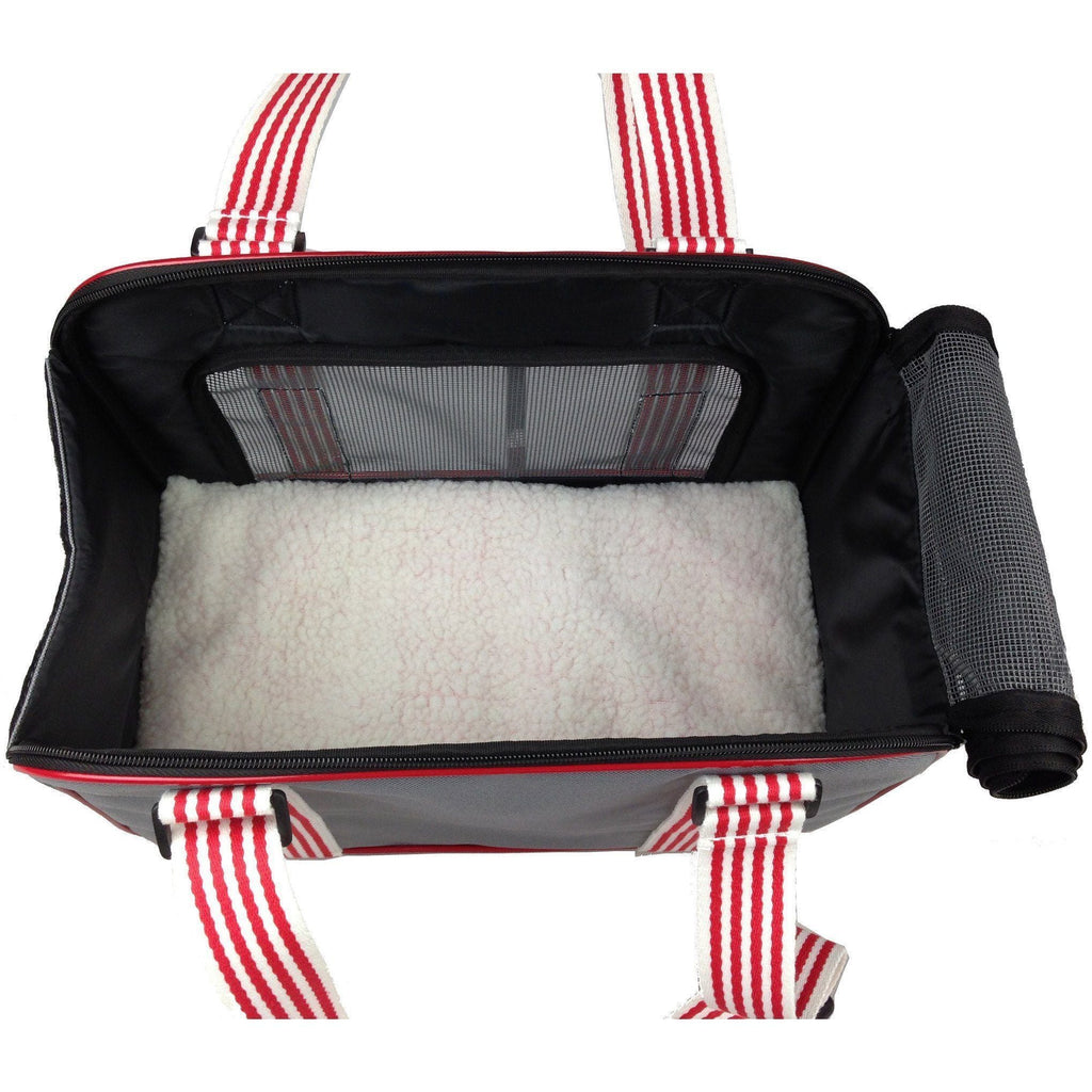 Pet Carrier with Candy-Cane Straps and Mesh Front, 15" x 8" x 11"