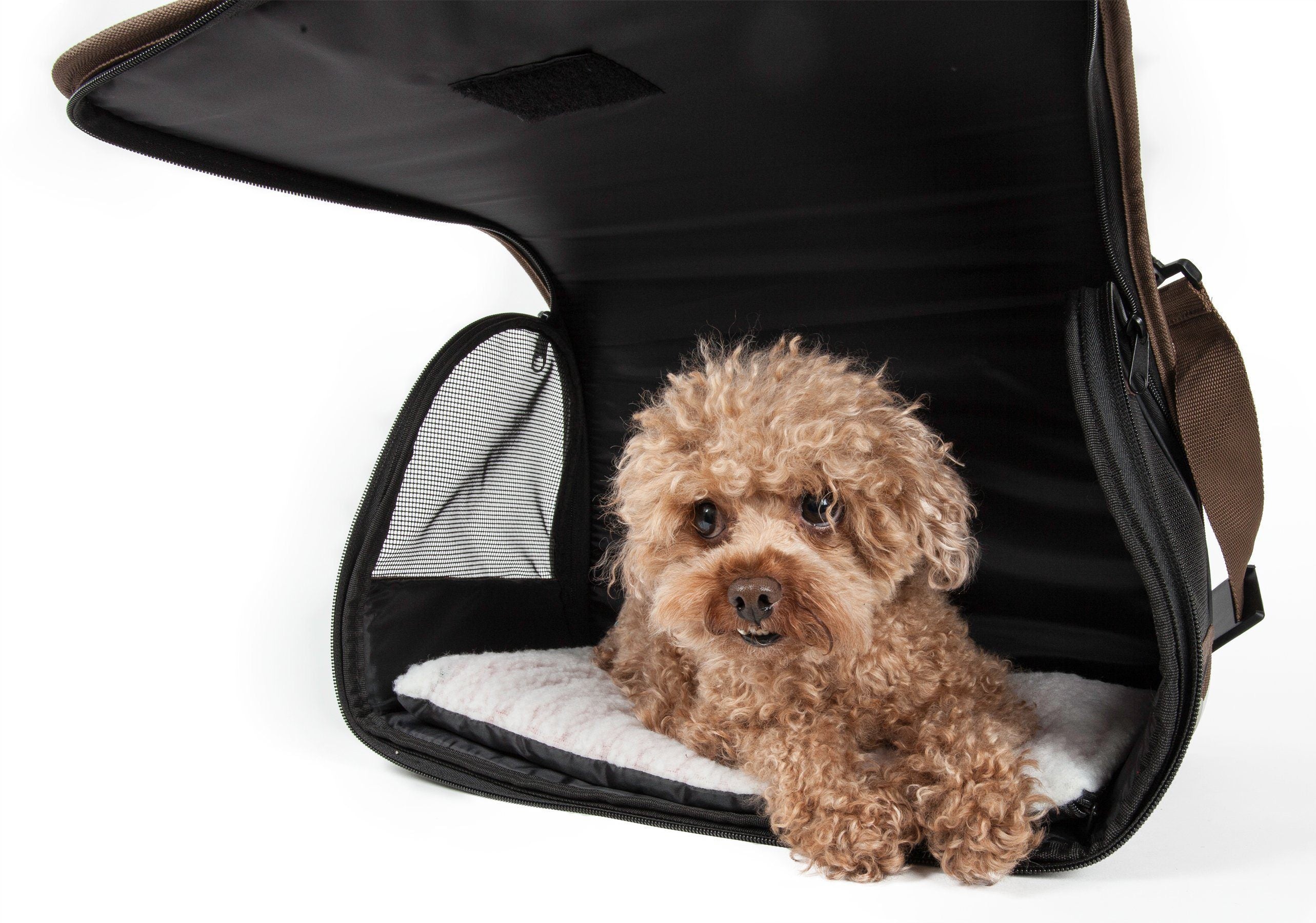 Folding Zippered Pet Carrier with Washable Sherpa Pad