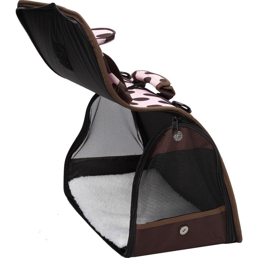 Folding Zippered Pet Carrier with Washable Sherpa Pad