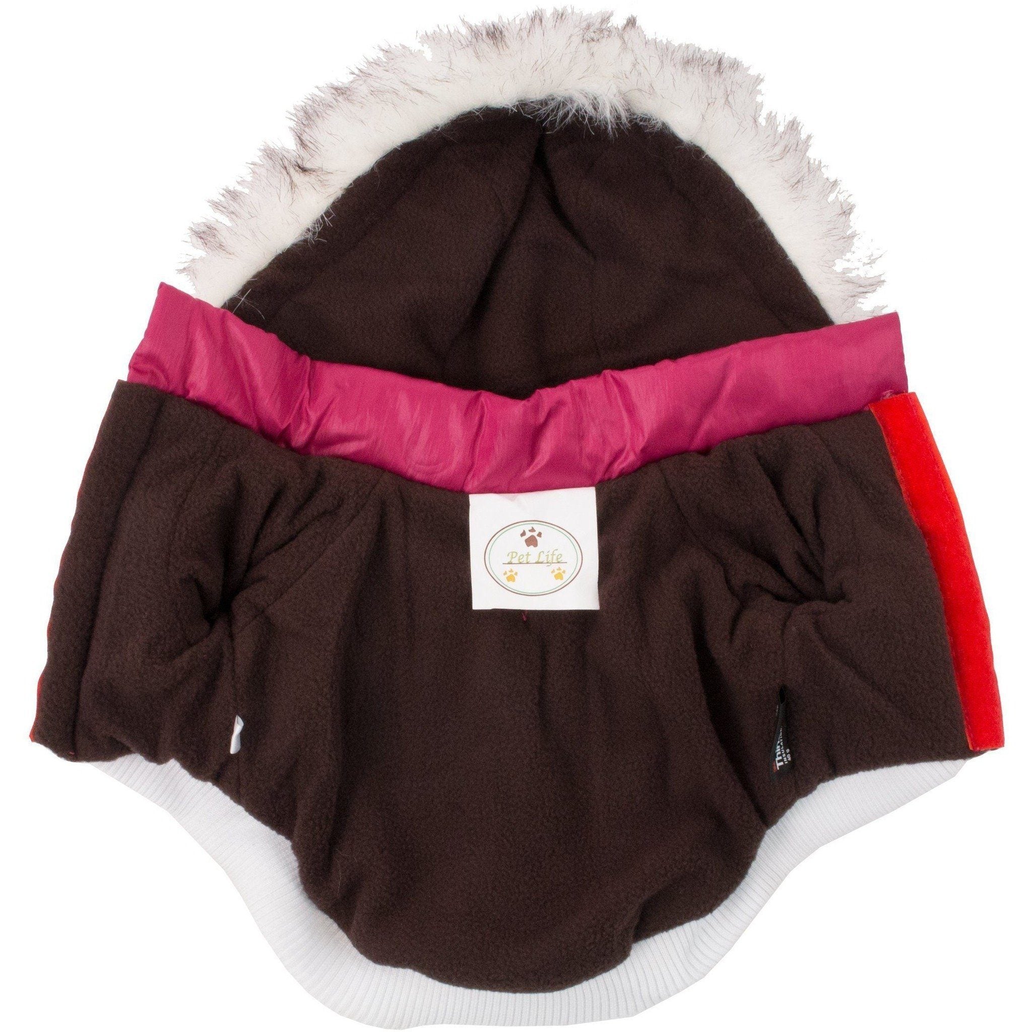 Pet Life ® Classic Metallic Fashion 3M Insulated Dog Coat Parka  w/ Removable Hood