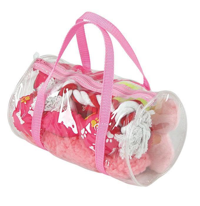 Dog Toy Gift Set with Blue-Themed Duffle Bag, 8-Piece