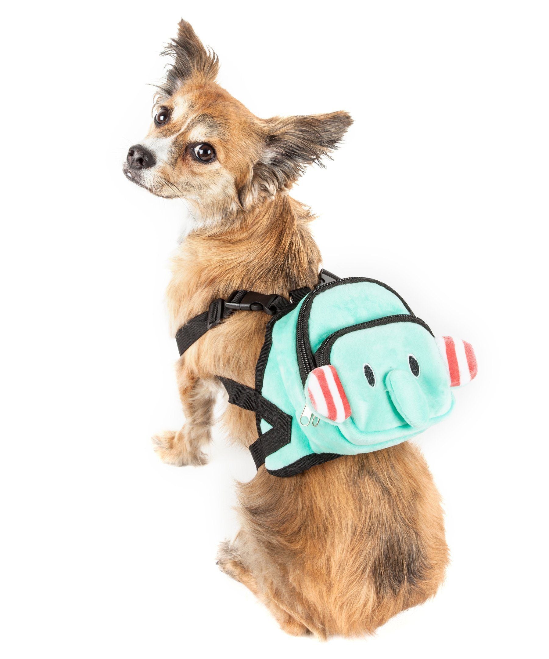Dog Harness Backpack with Elephant Design and Dual Pockets