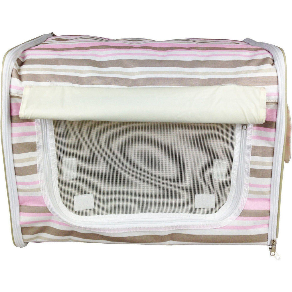 Collapsible Wire-Framed Dog Crate with Reversible Cushion