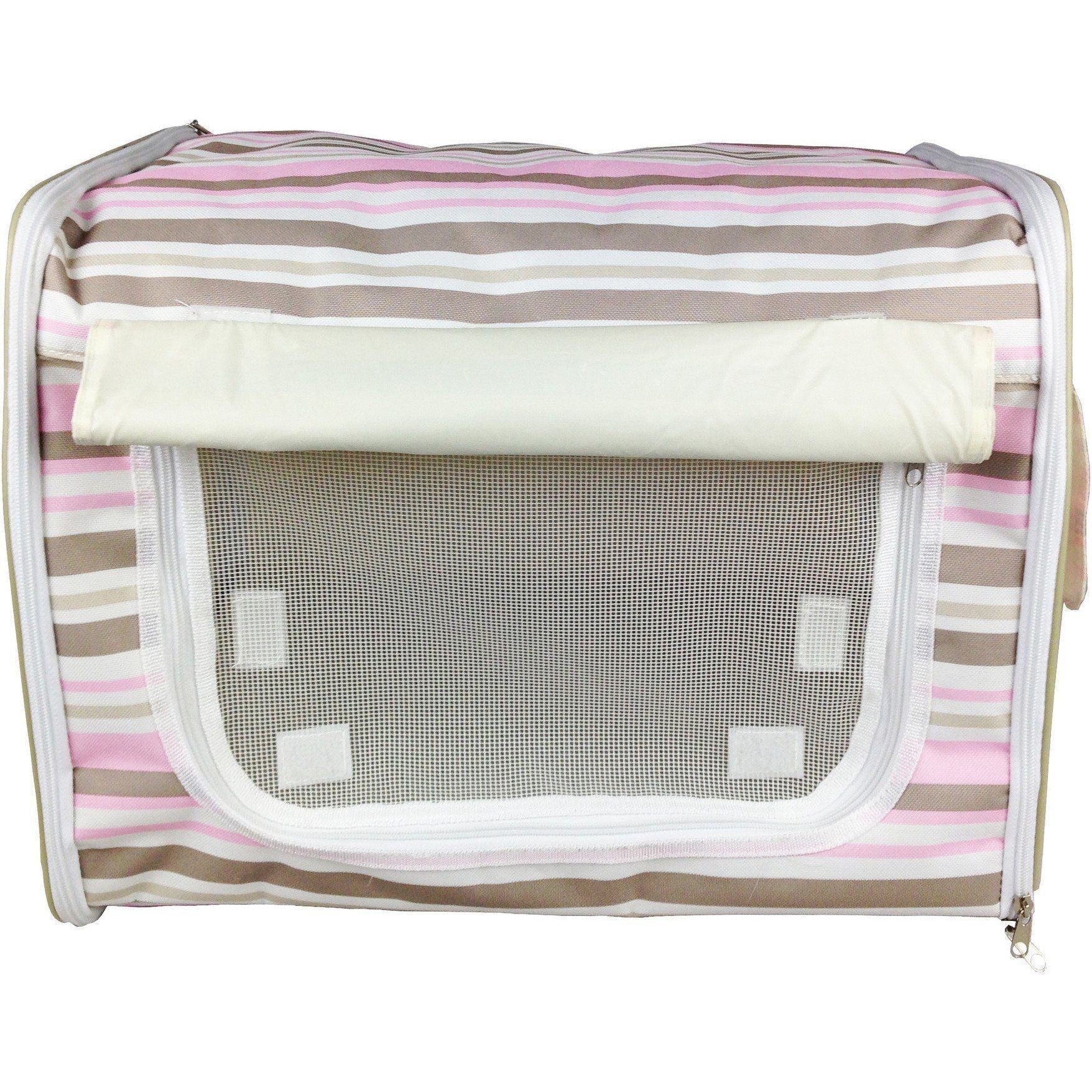 Collapsible Wire-Framed Dog Crate with Reversible Cushion