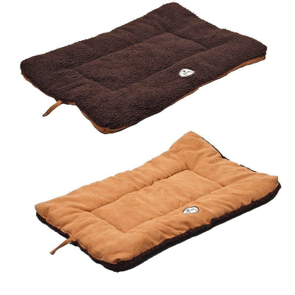 Reversible Eco-Paw Pet Bed Mat with Fleece and Polyester-Cotton