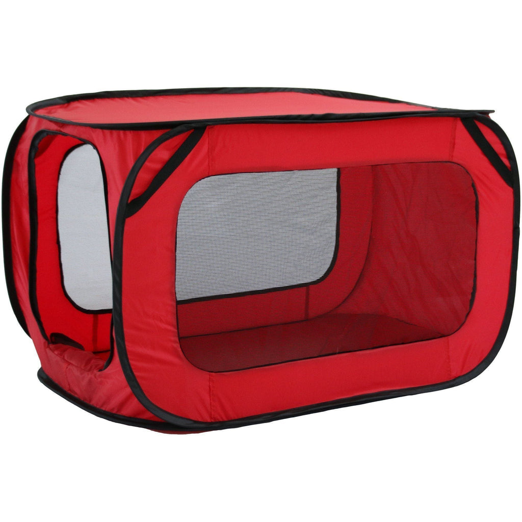 Rectangular Mesh Canvas Collapsible Pet Tent with Carrying Case