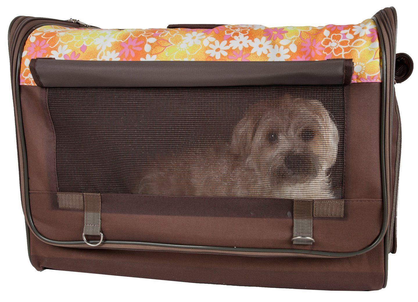 Floral Lightweight Folding Dog Crate with Mesh Panels