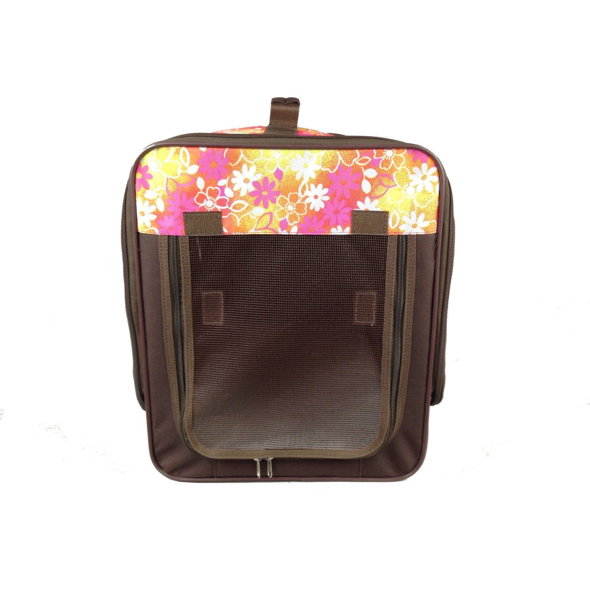 Floral Lightweight Folding Dog Crate with Mesh Panels