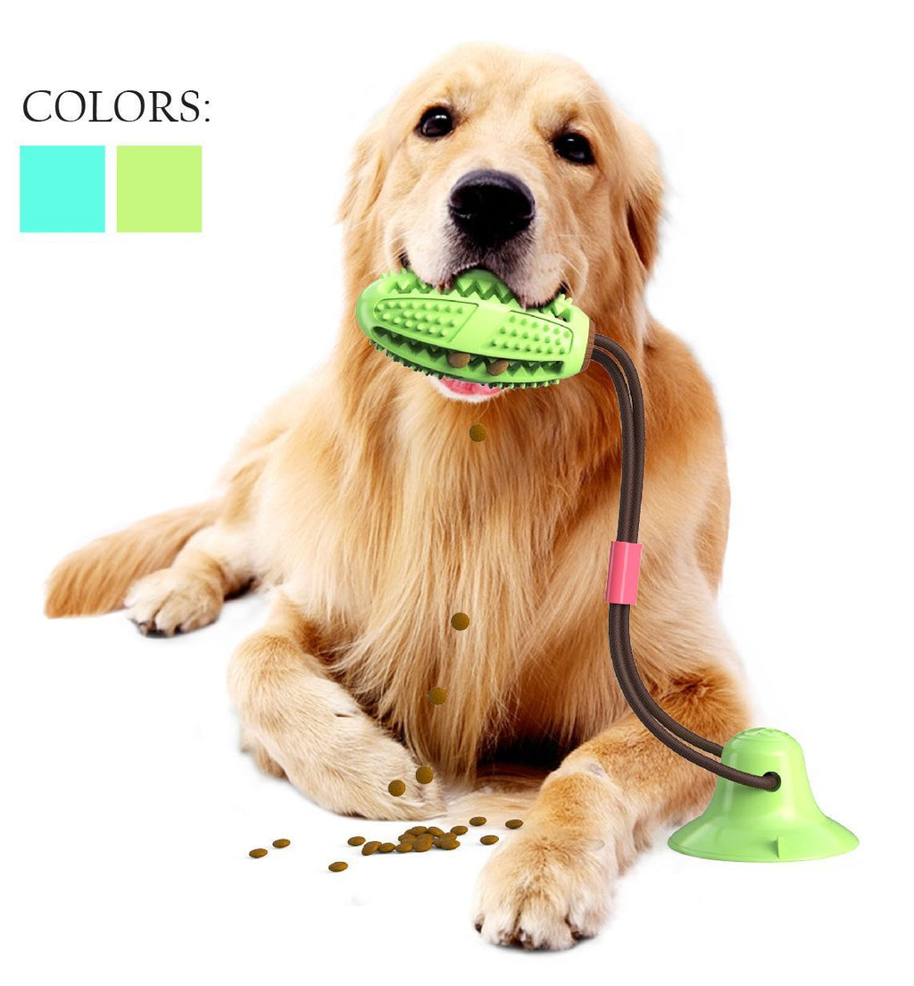 Treat-Dispensing Suction Cup Football Dog Toy with Dual Ropes