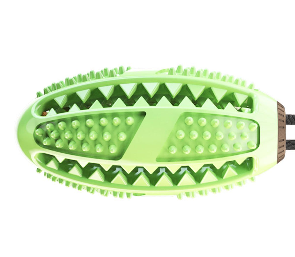 Treat-Dispensing Suction Cup Football Dog Toy with Dual Ropes