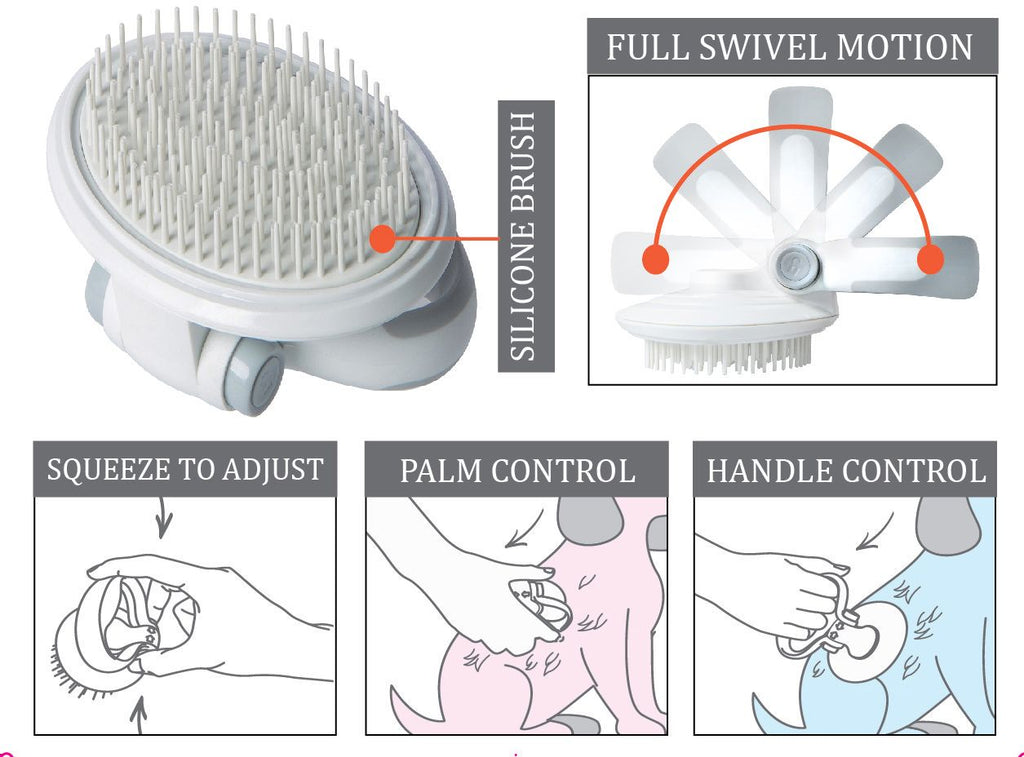 Gyrater Swivel Travel Soft Pin Brush for Cats & Dogs