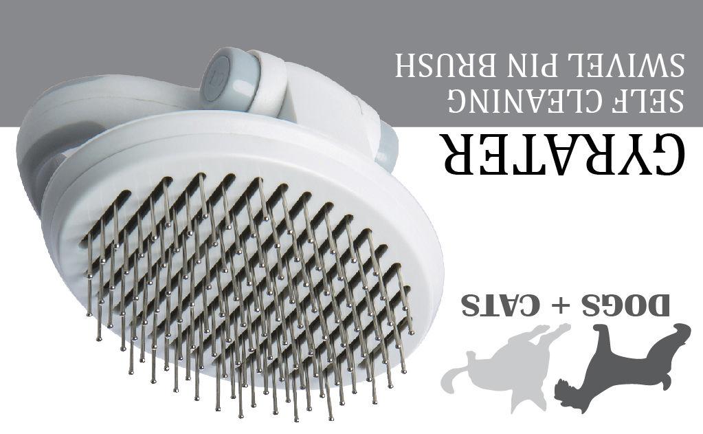 Gyrater Travel Self-Cleaning Swivel Pet Pin Brush for Dogs & Cats
