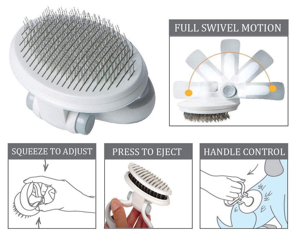Gyrater Travel Self-Cleaning Swivel Pet Slicker Brush