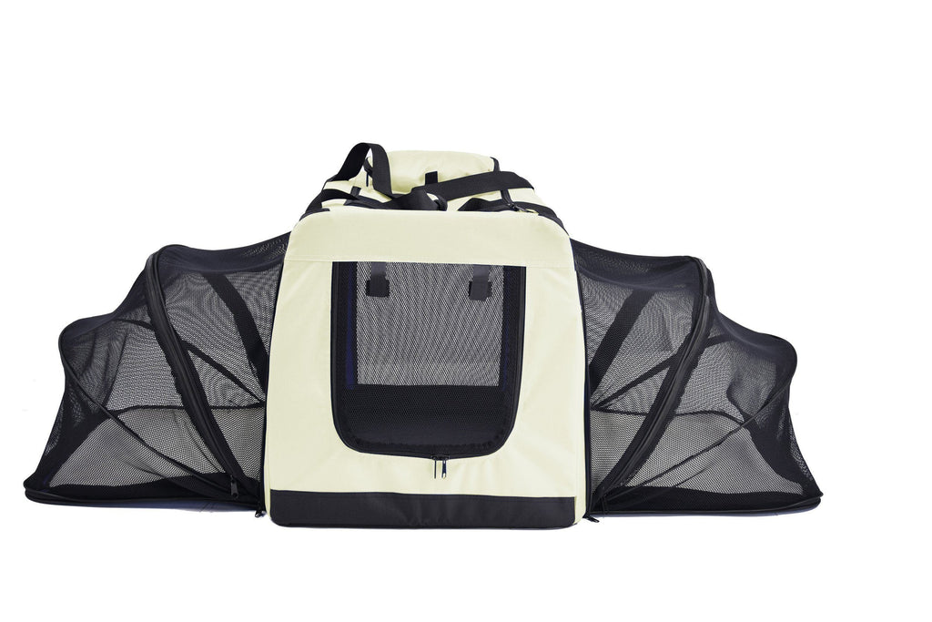 Pet Life ®  'Hounda Accordion' Metal Framed Soft-Folding Collapsible Dual-Sided Expandable Pet Dog Crate
