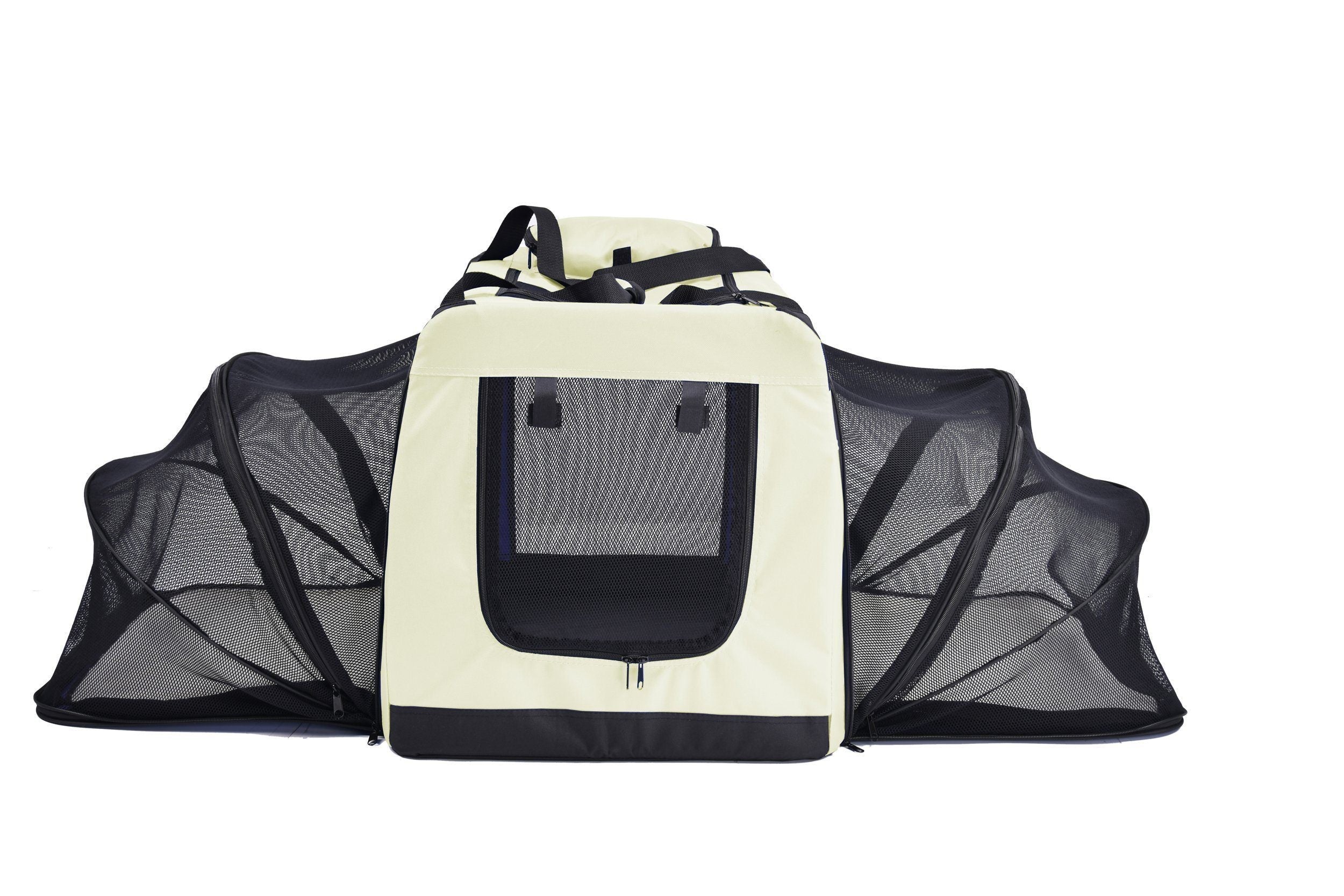 Pet Life ®  'Hounda Accordion' Metal Framed Soft-Folding Collapsible Dual-Sided Expandable Pet Dog Crate