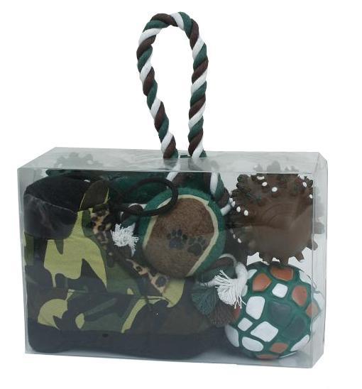 Camouflage Hunter Pet Toy Gift Set with Chew Boot and Tennis Ball