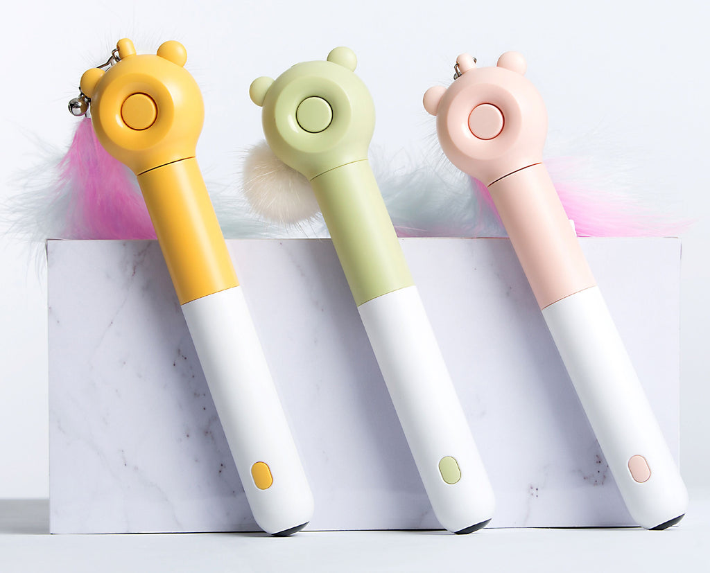 3-in-1 Cat Teaser Wand with Feather, Pom-Pom, and Laser Pointer