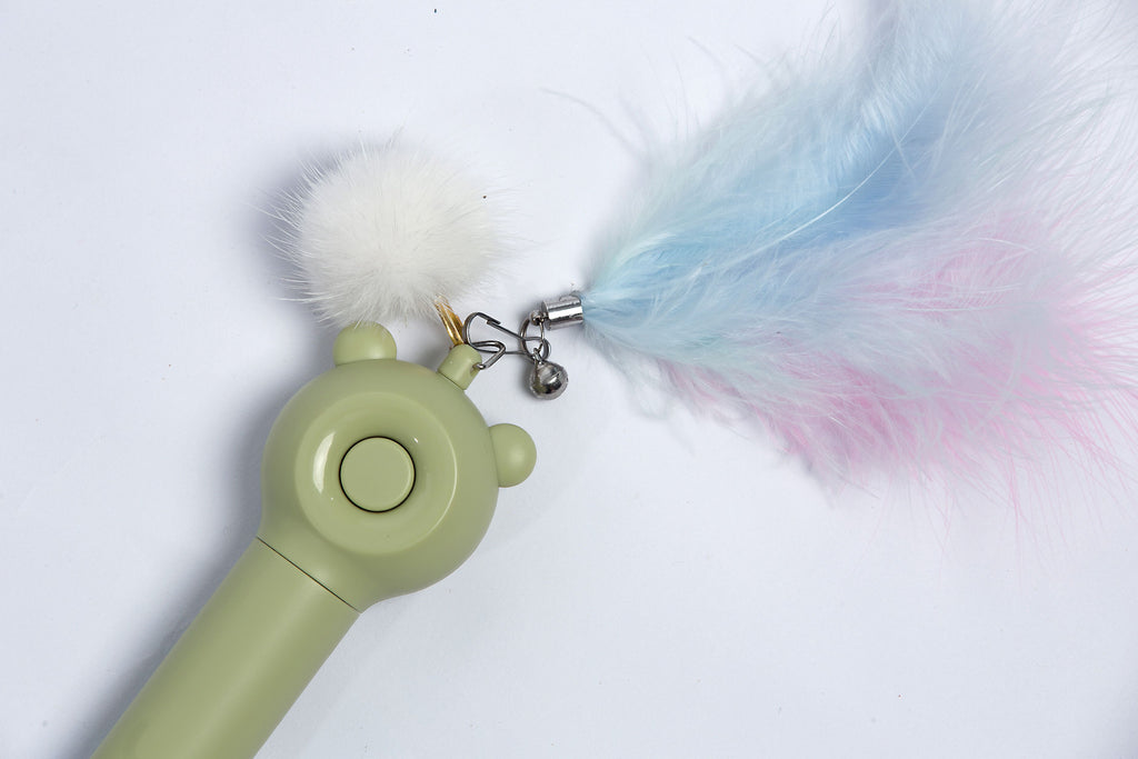 3-in-1 Cat Teaser Wand with Feather, Pom-Pom, and Laser Pointer