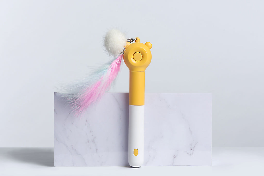 3-in-1 Cat Teaser Wand with Feather, Pom-Pom, and Laser Pointer