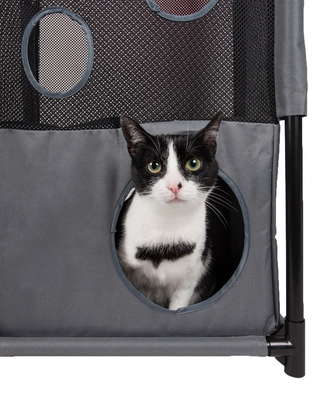 Kitty-Square Folding Cat Tree, Ballistic Nylon, 3 Levels