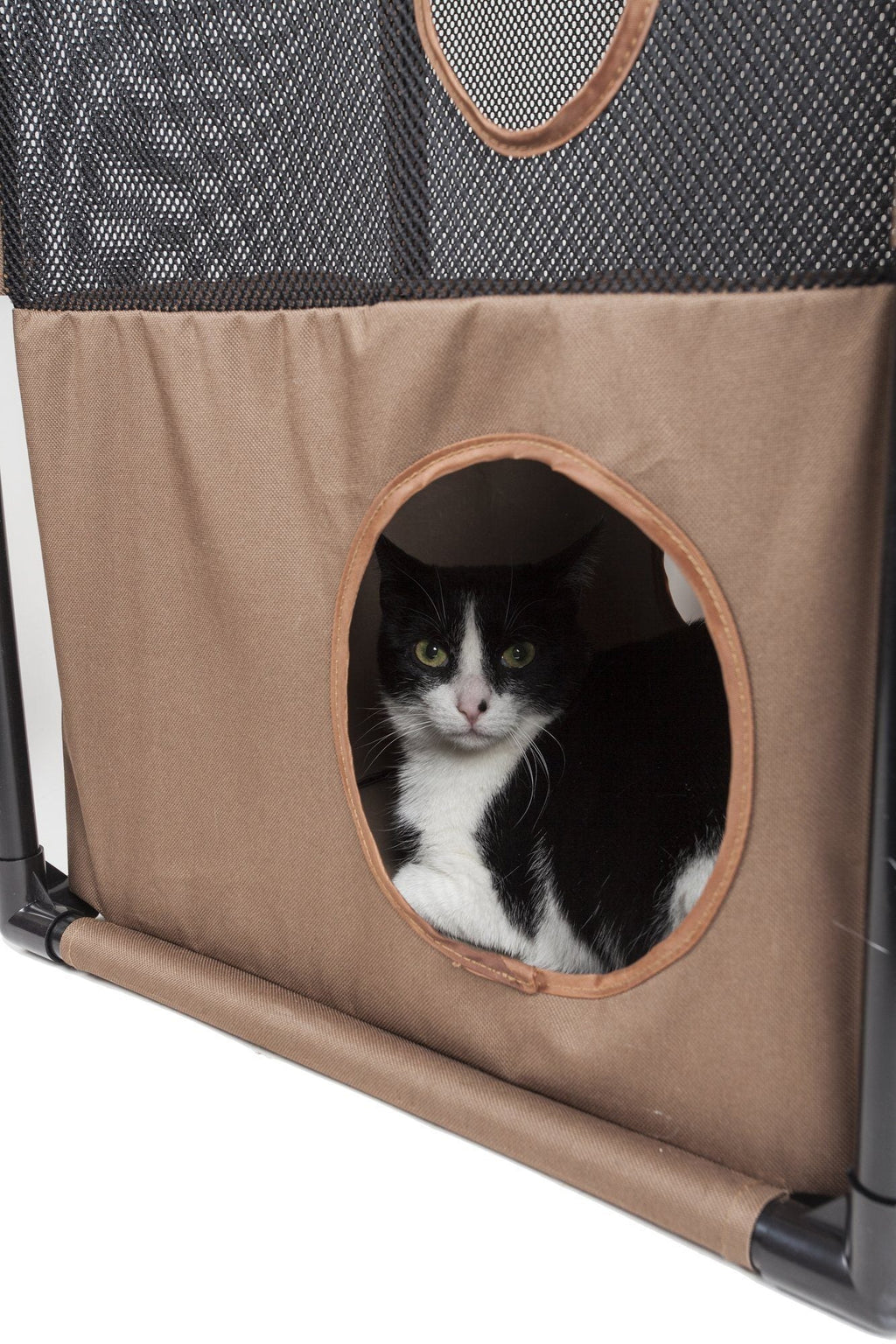 Kitty-Square Folding Cat Tree, Ballistic Nylon, 3 Levels