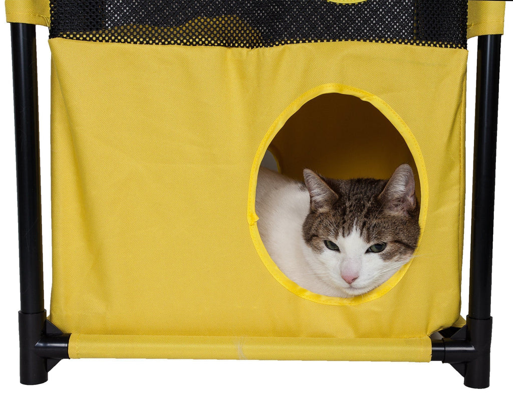 Kitty-Square Folding Cat Tree, Ballistic Nylon, 3 Levels