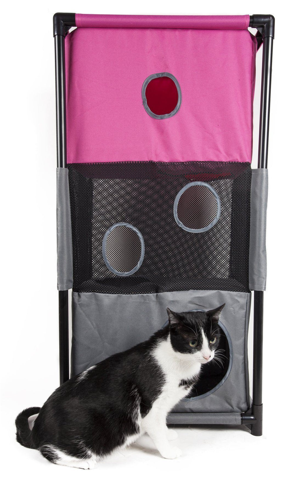 Kitty-Square Folding Cat Tree, Ballistic Nylon, 3 Levels