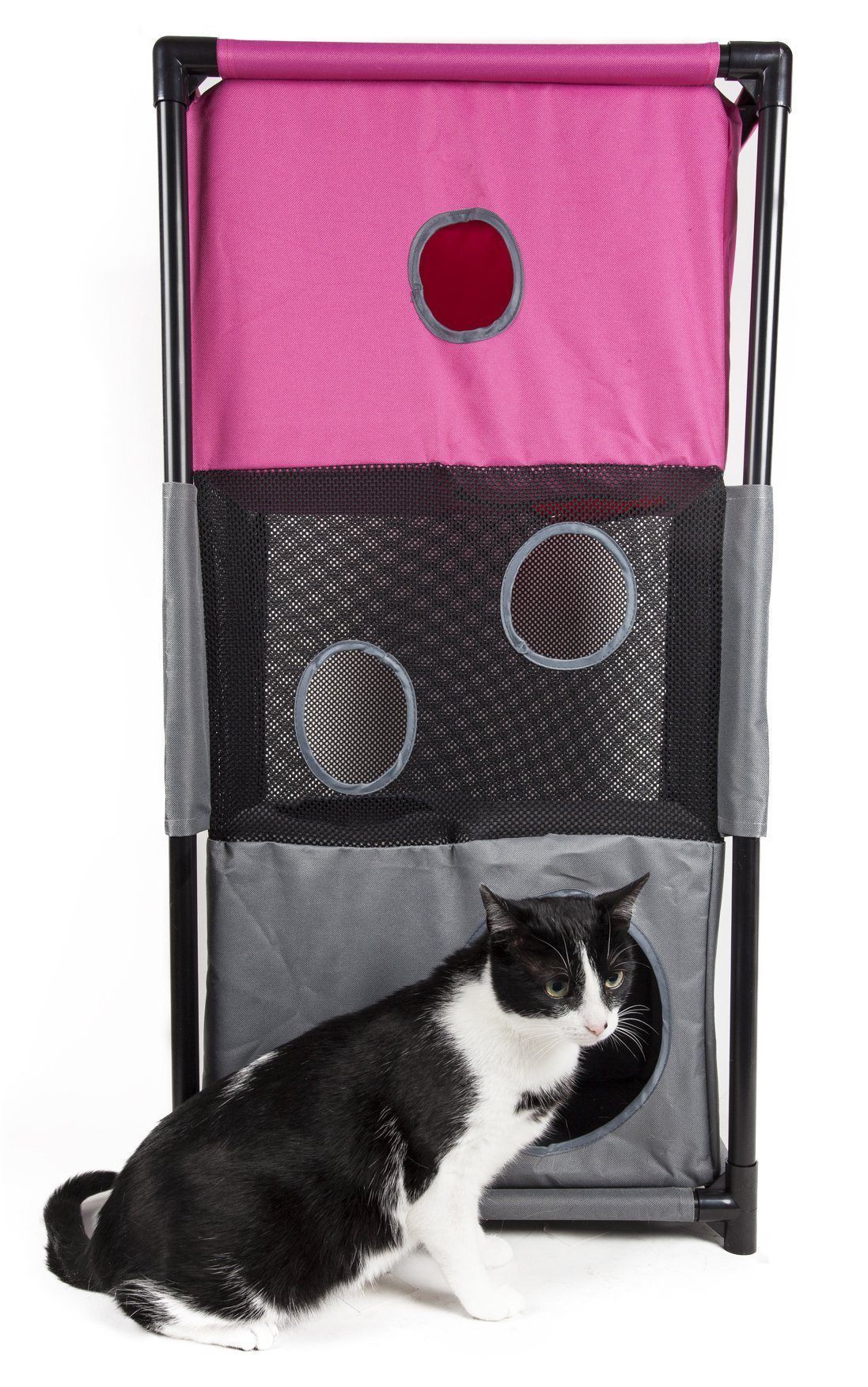 Kitty-Square Folding Cat Tree, Ballistic Nylon, 3 Levels