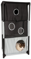 Kitty-Square Folding Cat Tree, Ballistic Nylon, 3 Levels