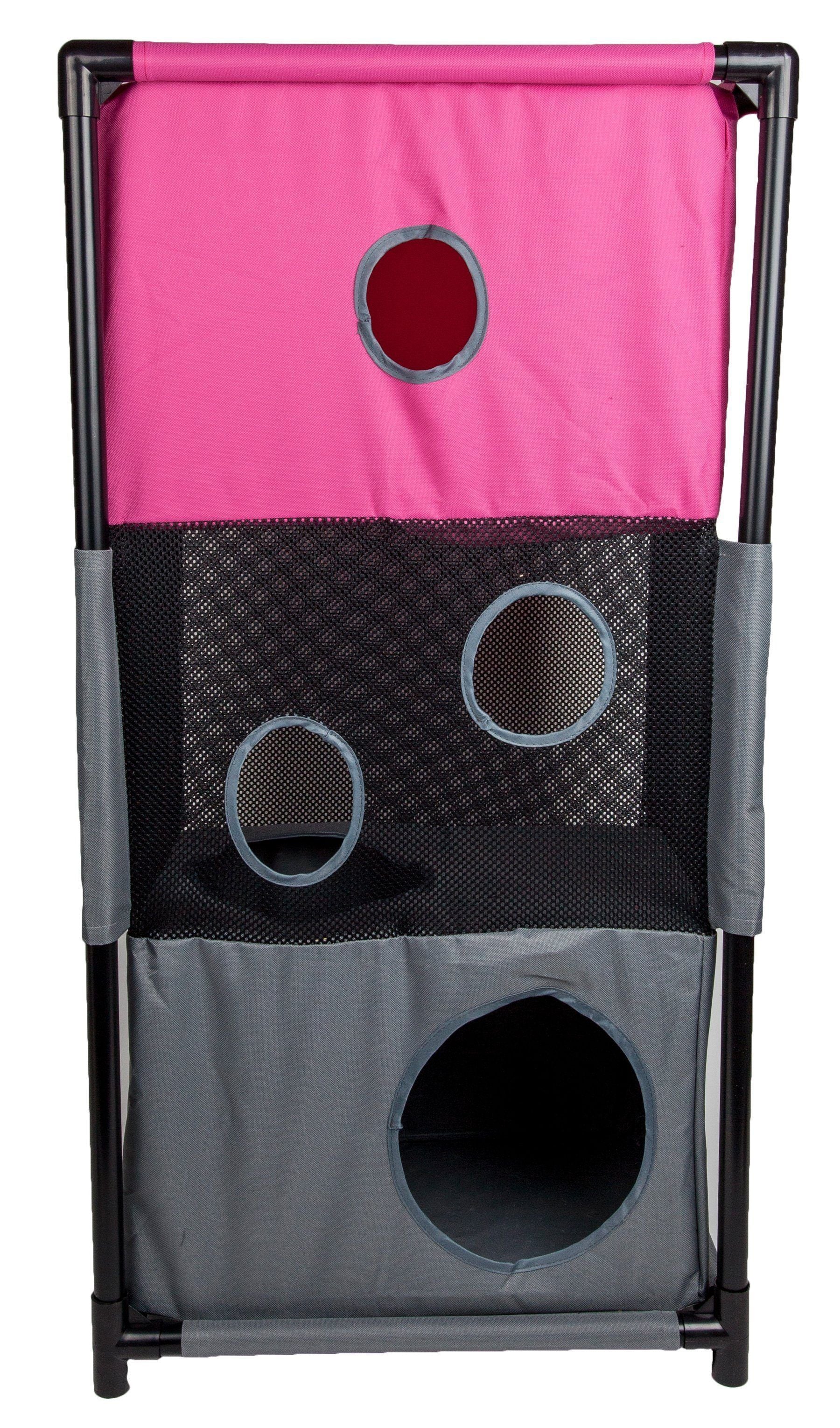 Kitty-Square Folding Cat Tree, Ballistic Nylon, 3 Levels