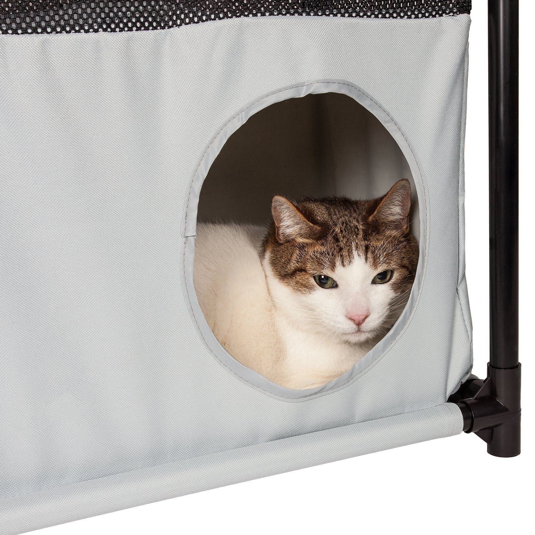 Kitty-Square Folding Cat Tree, Ballistic Nylon, 3 Levels