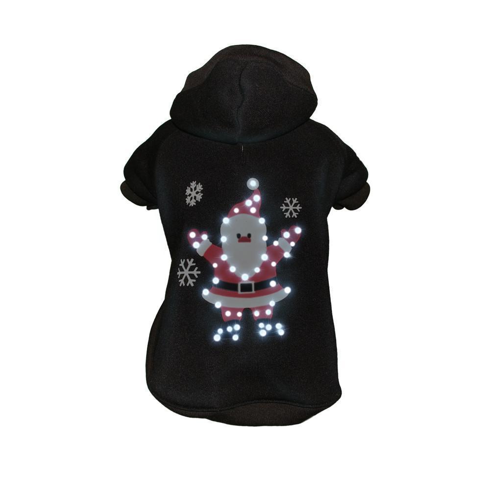 LED Juggling Santa Hooded Pet Sweater with Leash Slit