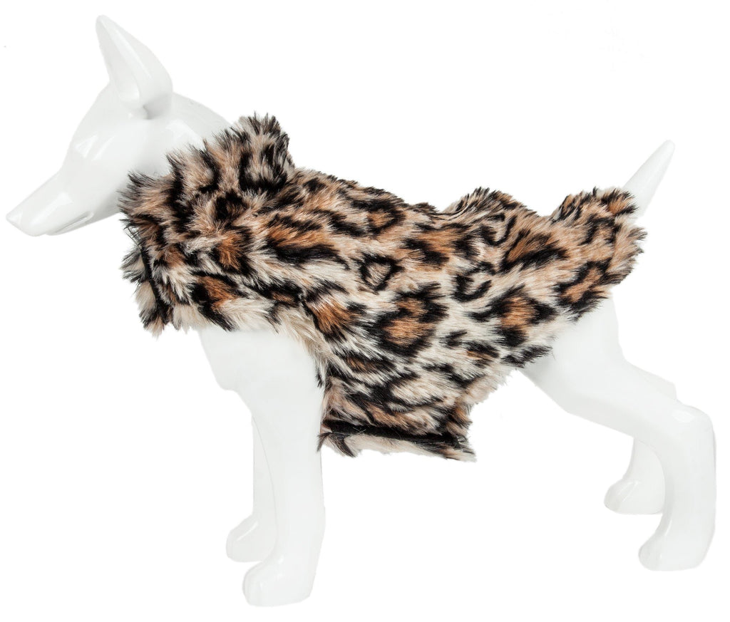Leopard Faux-Mink Dog Jacket with Plush Collar