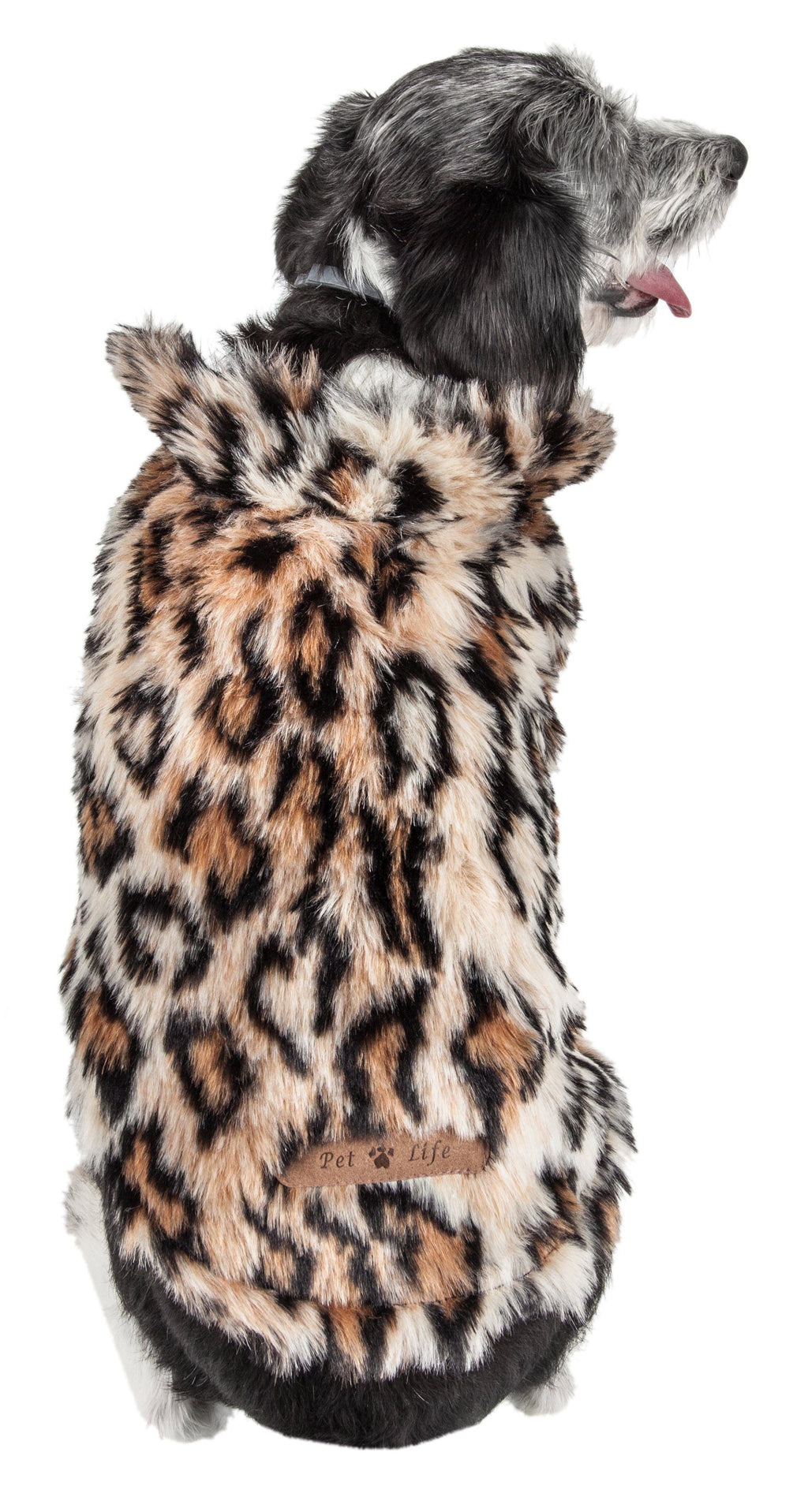 Leopard Faux-Mink Dog Jacket with Plush Collar