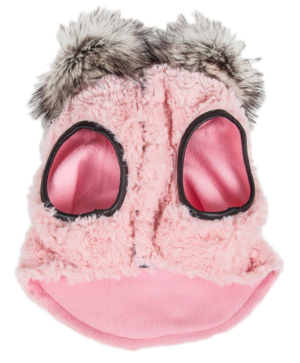 Light Pink Mink Fur Dog Coat with Faux-Fur Collar