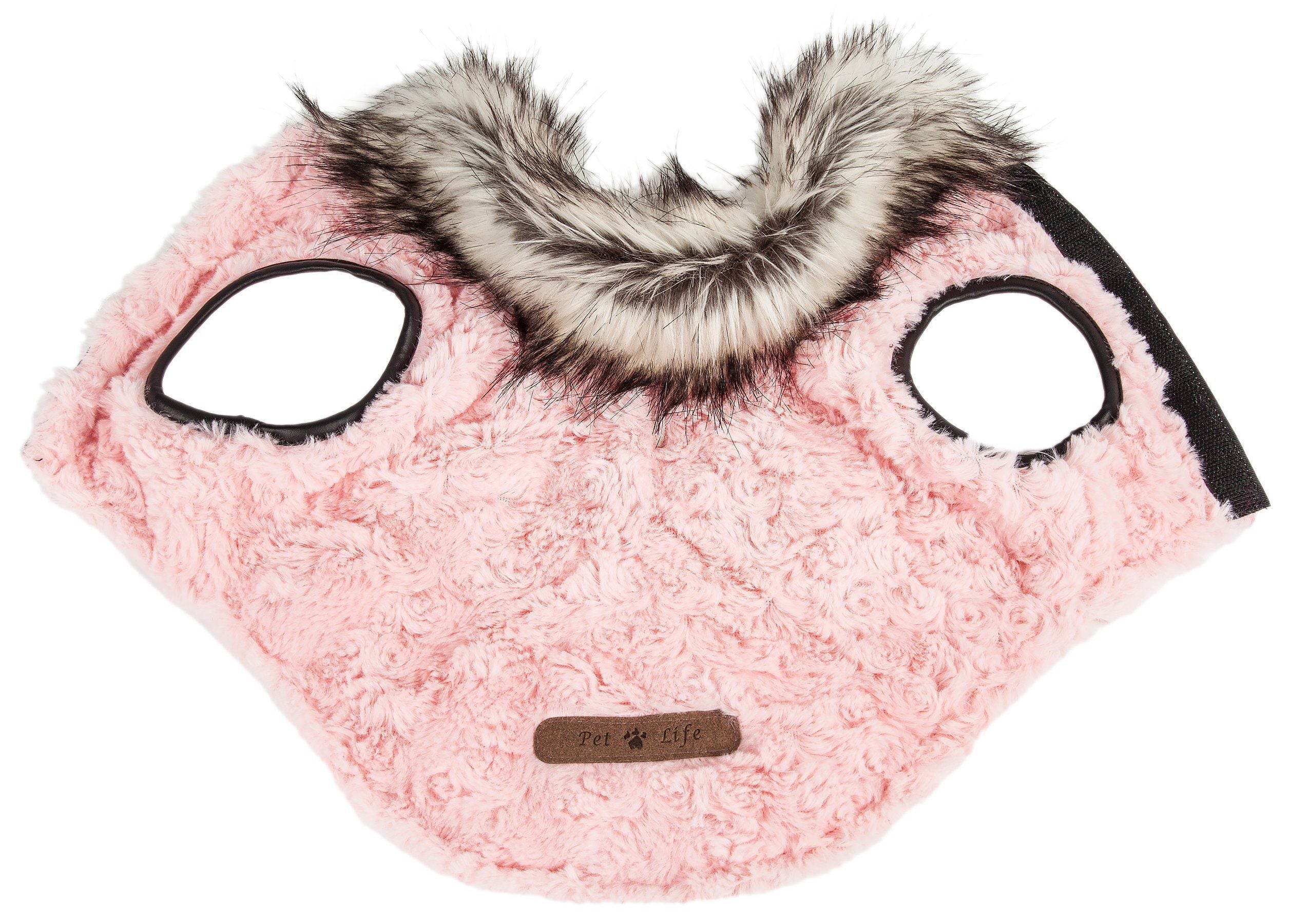 Light Pink Mink Fur Dog Coat with Faux-Fur Collar