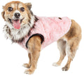 Light Pink Mink Fur Dog Coat with Faux-Fur Collar
