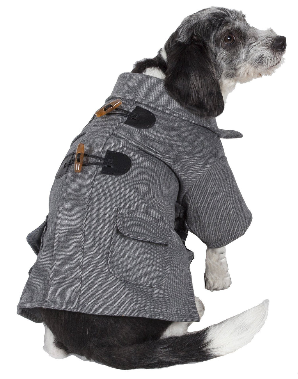 Dog Wool Coat with Rivet Accents and Back Pockets