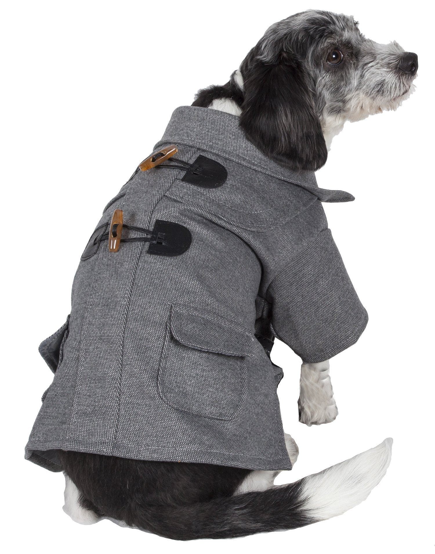 Dog Wool Coat with Rivet Accents and Back Pockets