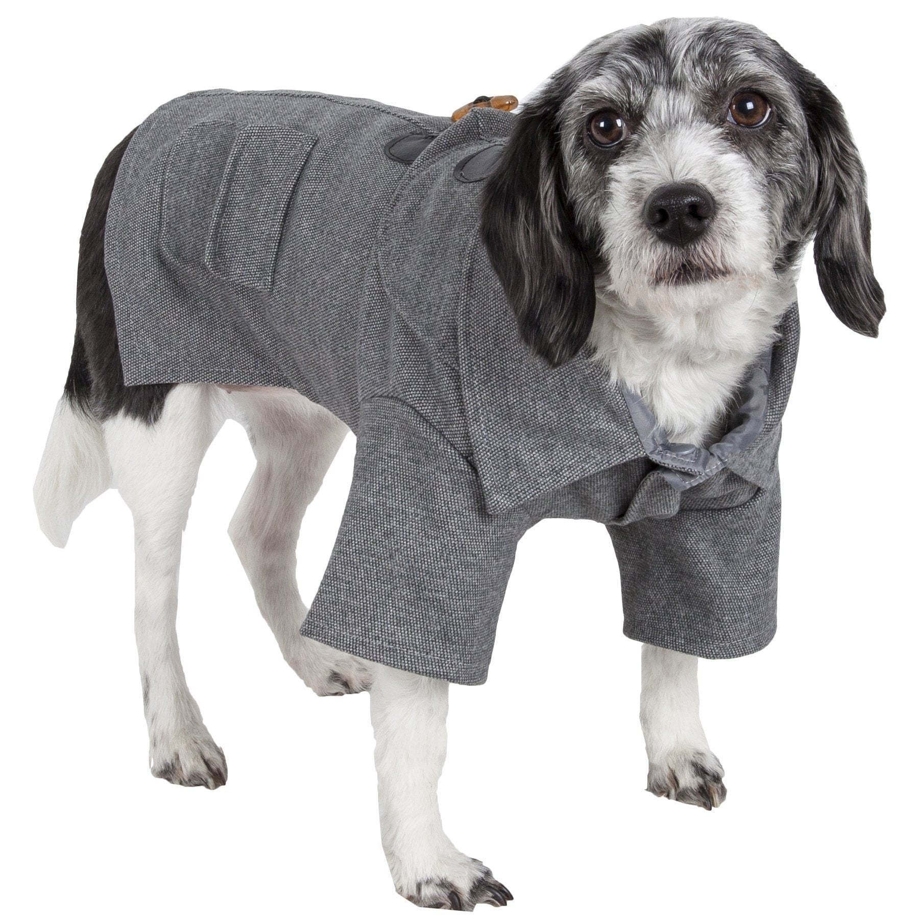 Dog Wool Coat with Rivet Accents and Back Pockets