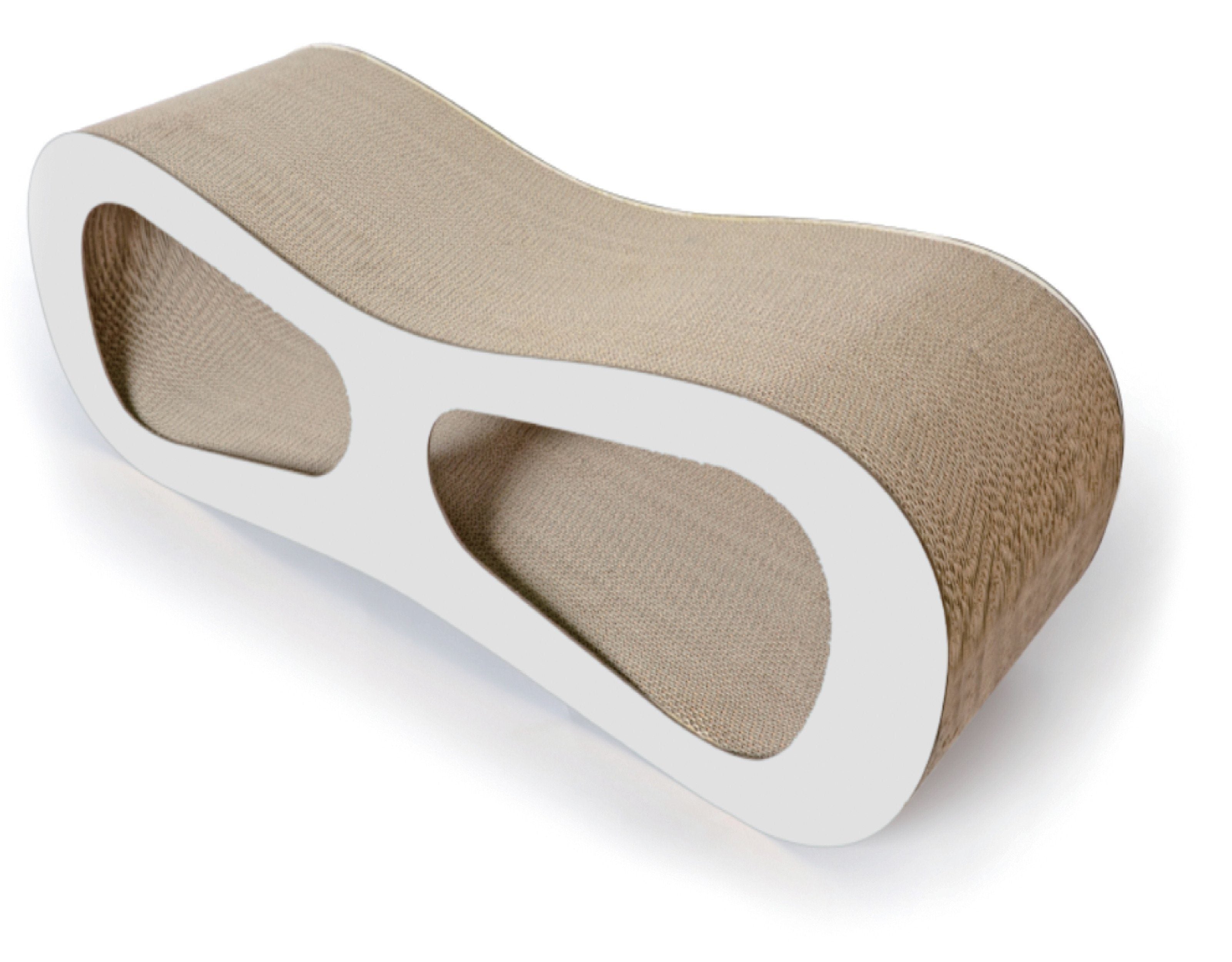 Modern Contoured Cat Scratcher Lounger – Recycled Cardboard, Large
