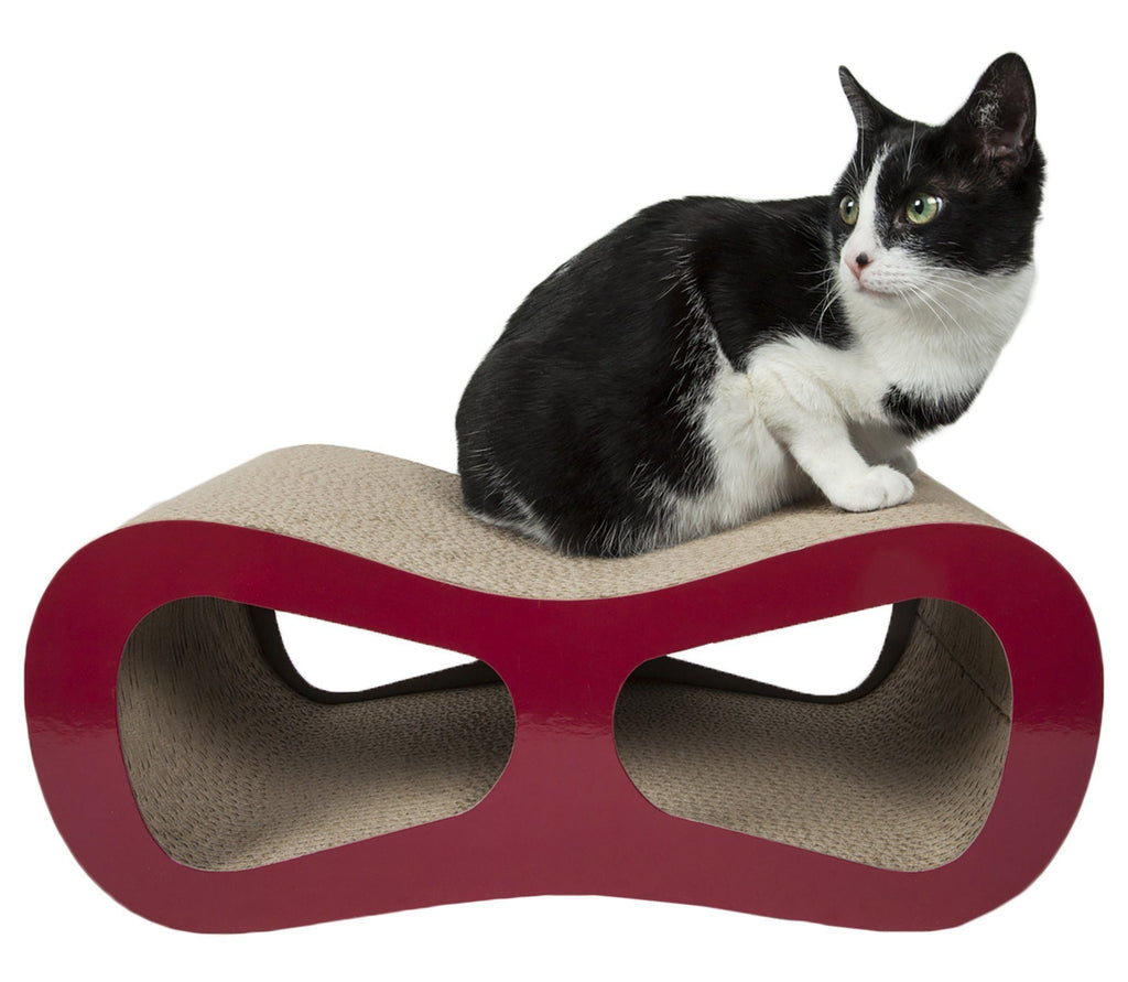Modern Contoured Cat Scratcher Lounger – Recycled Cardboard, Large