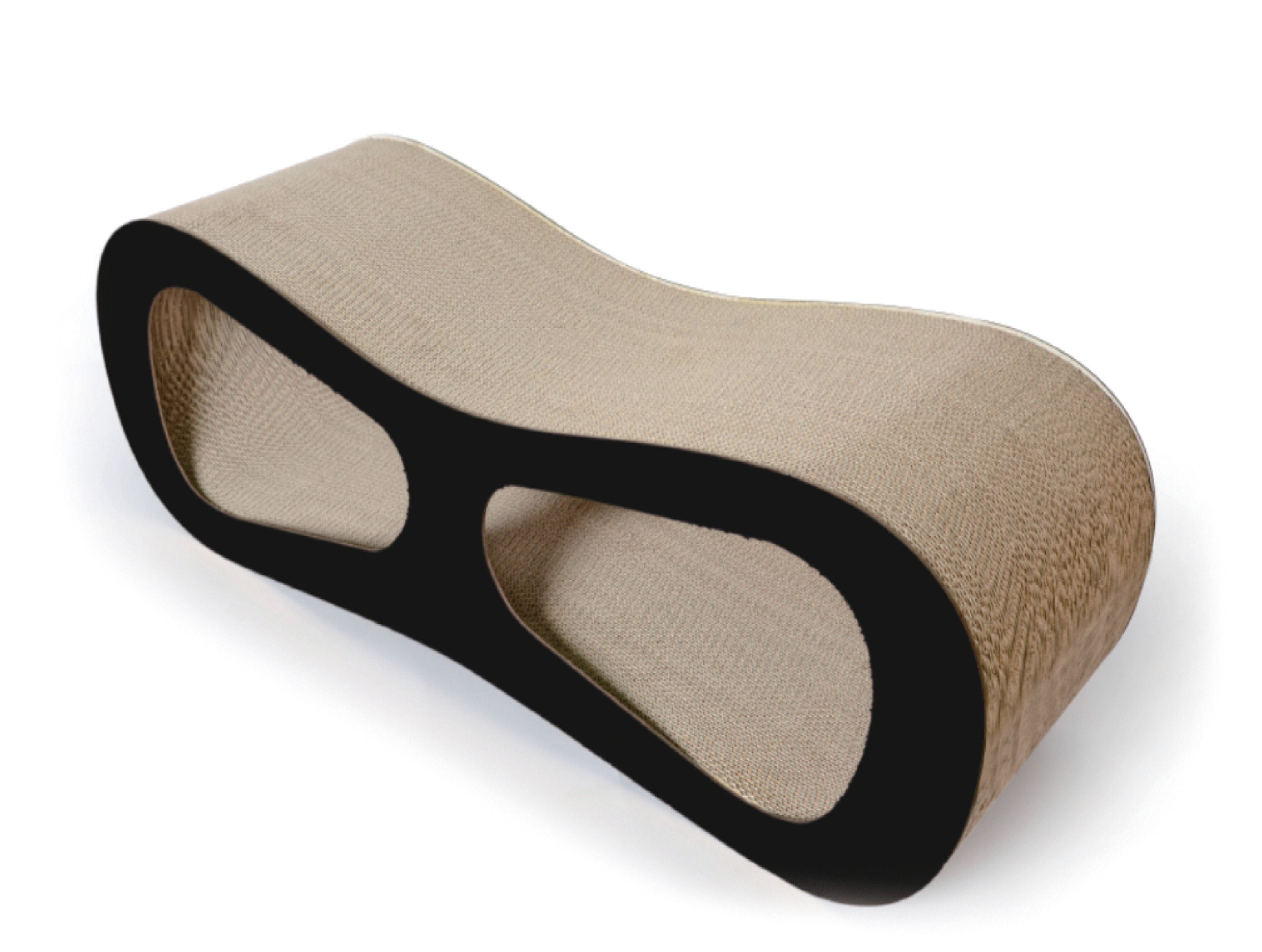 Modern Contoured Cat Scratcher Lounger – Recycled Cardboard, Large