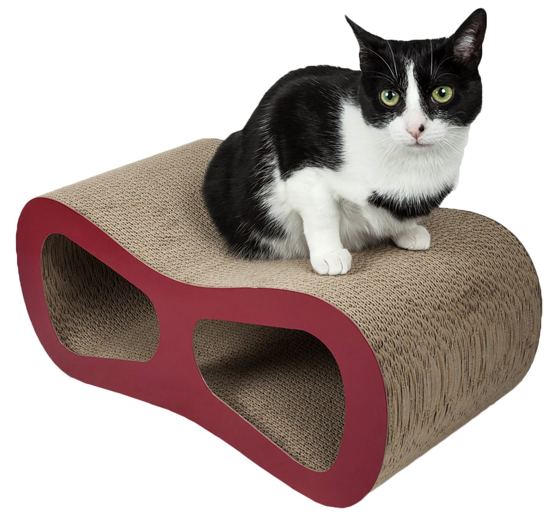 Modern Contoured Cat Scratcher Lounger – Recycled Cardboard, Large