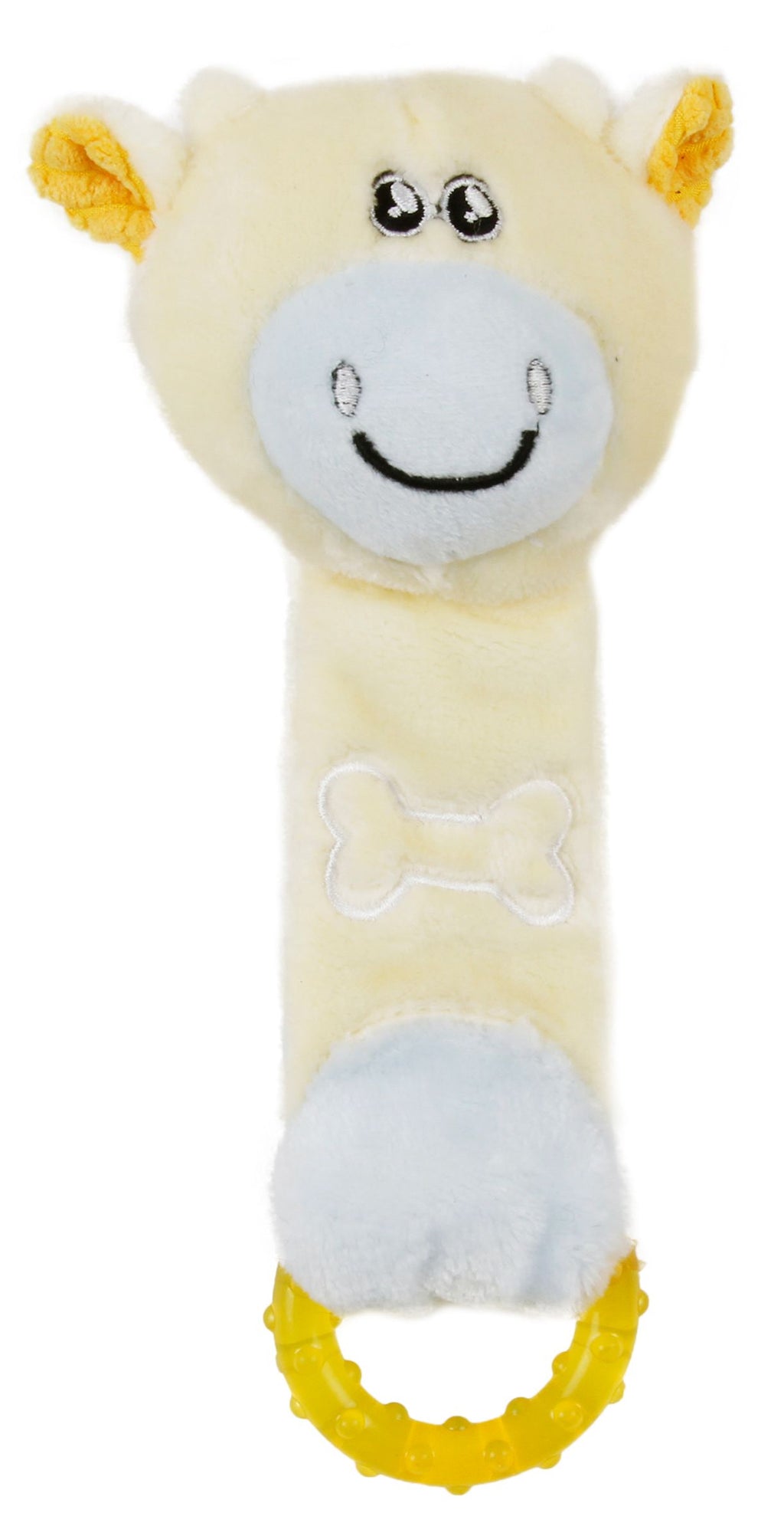 Moo-Born' Plush Squeaky & Crinkle Teething Toy for Puppies & Kittens