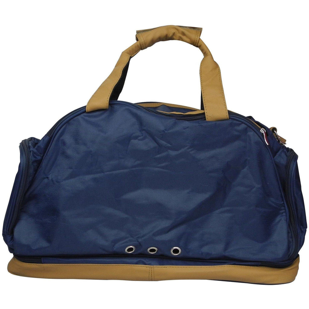 Multi-Compartment Fashion Pet Carrier Tote with Suede Accents