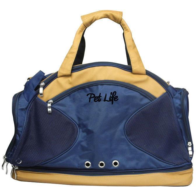 Multi-Compartment Fashion Pet Carrier Tote with Suede Accents