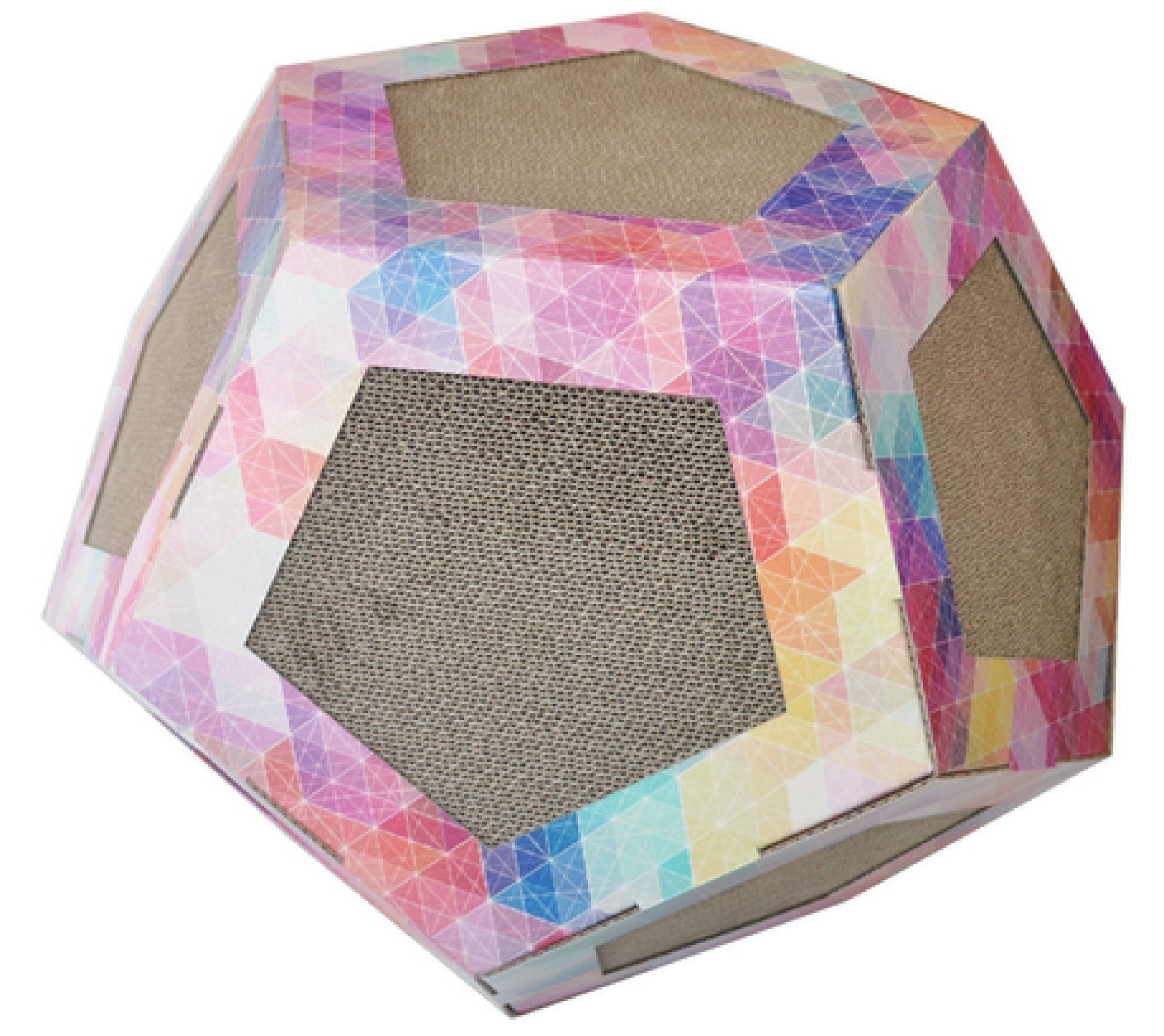 Collapsible Cardboard Cat Scratcher House with Catnip Device